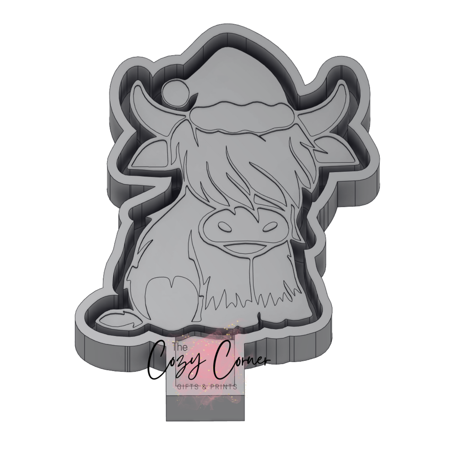 Highland Cow With Santa Hat freshie mold