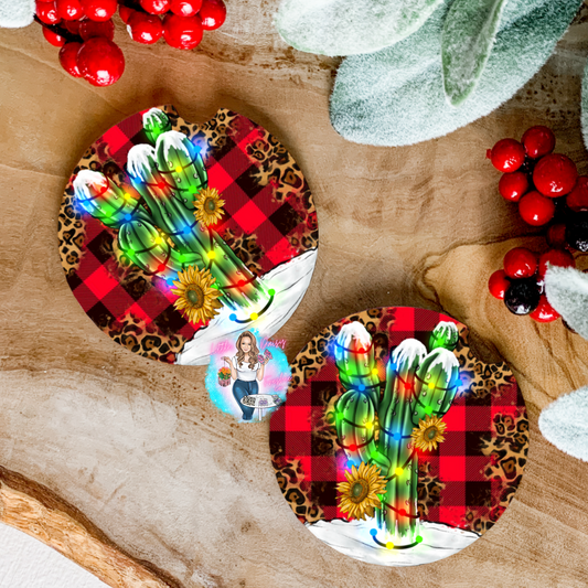 Christmas Cactus Car Coasters