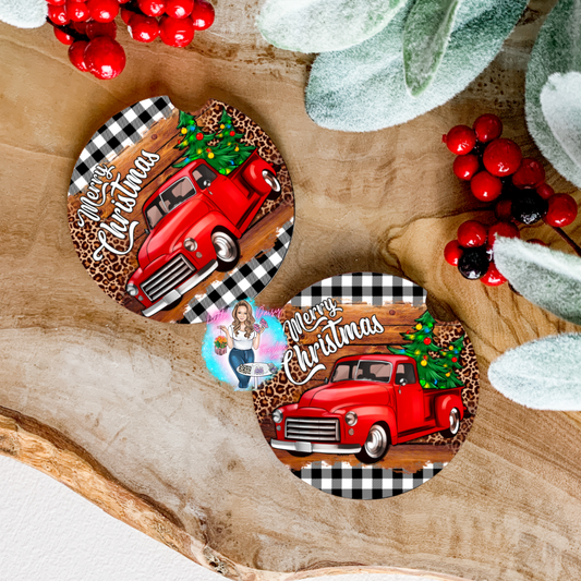 Christmas Truck Car Coasters