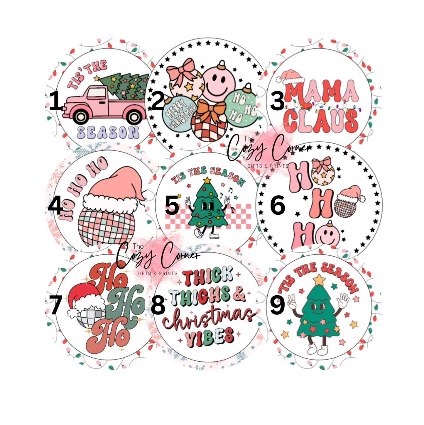 Retro Christmas Cardstock rounds