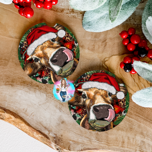 Christmas Cow Car Coasters