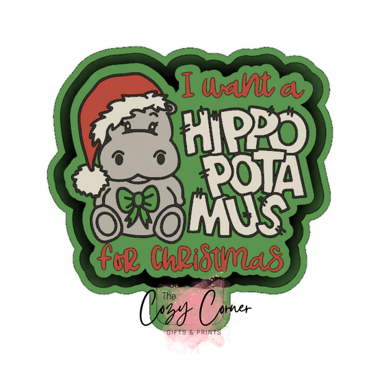 Hippo Christmas freshie mold
