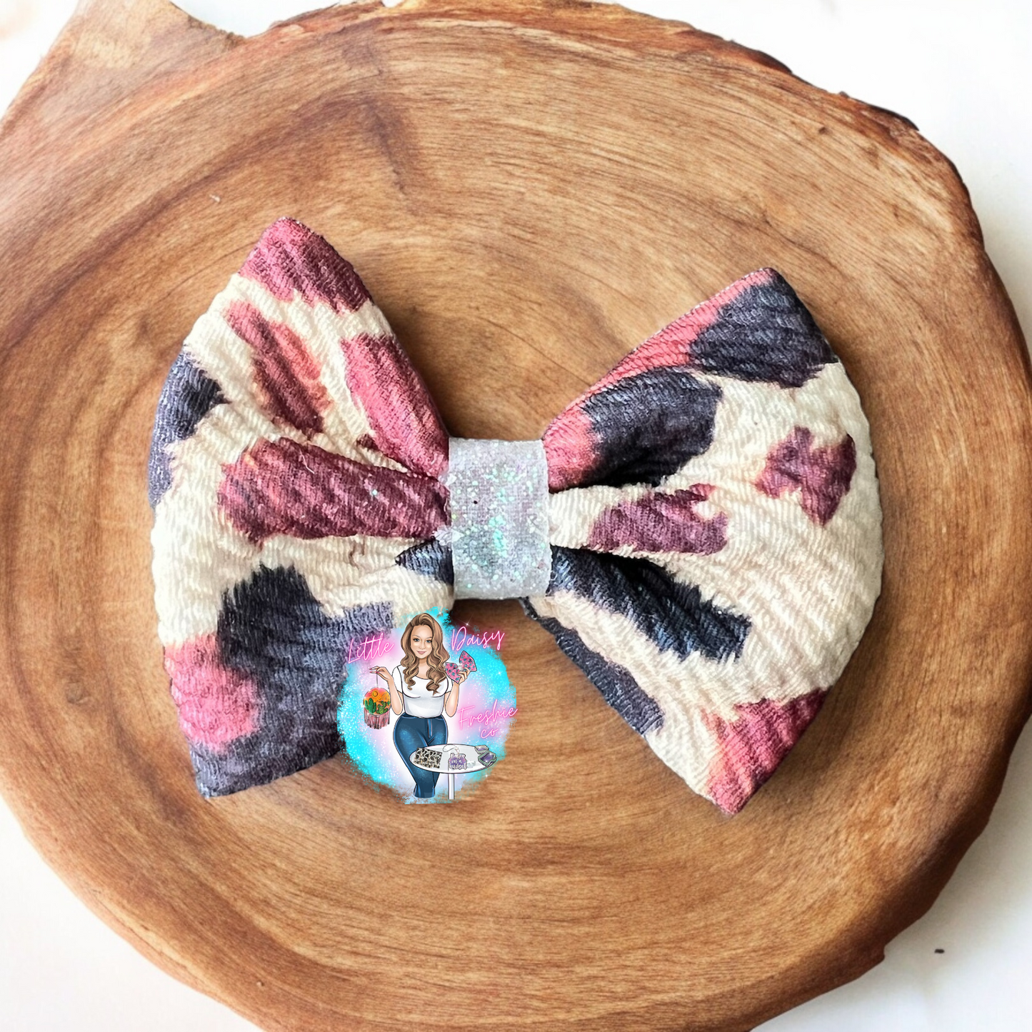 Cowhide Freshie Bow