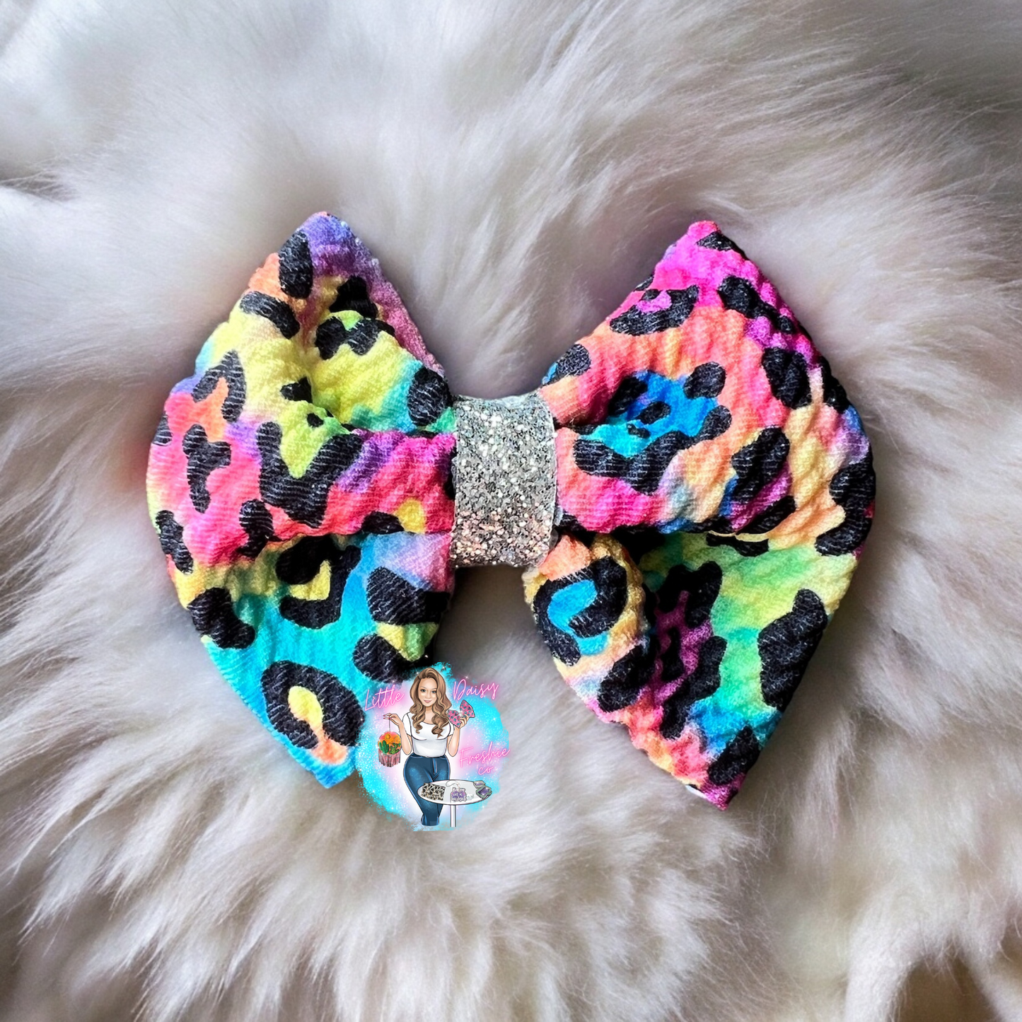 Leopard Rainbow Freshie Bow