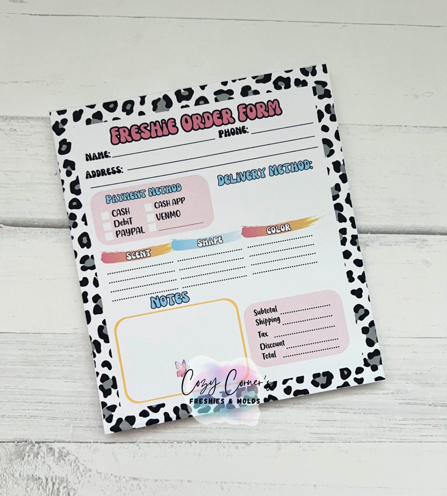 Leopard Freshie Order Form Notepad