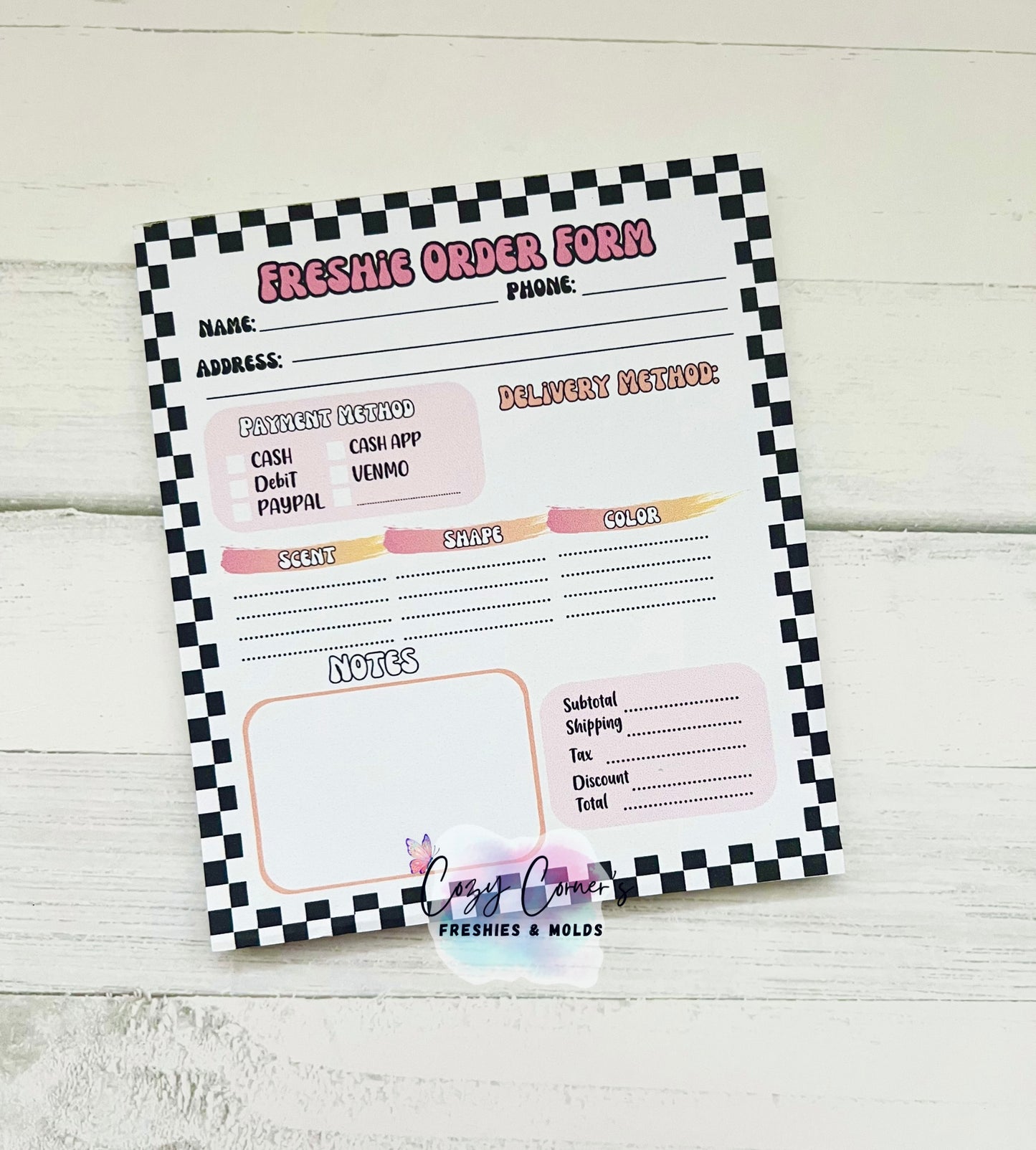 Checkered Freshie Order Form Notepad