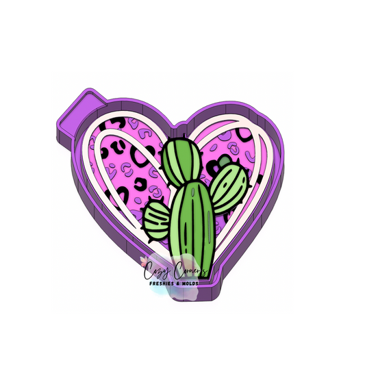 Heart Leopard Cactus Freshie Mold