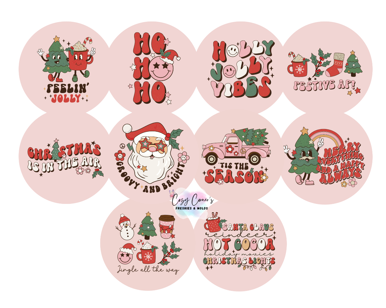 Retro Christmas Cardstock Rounds