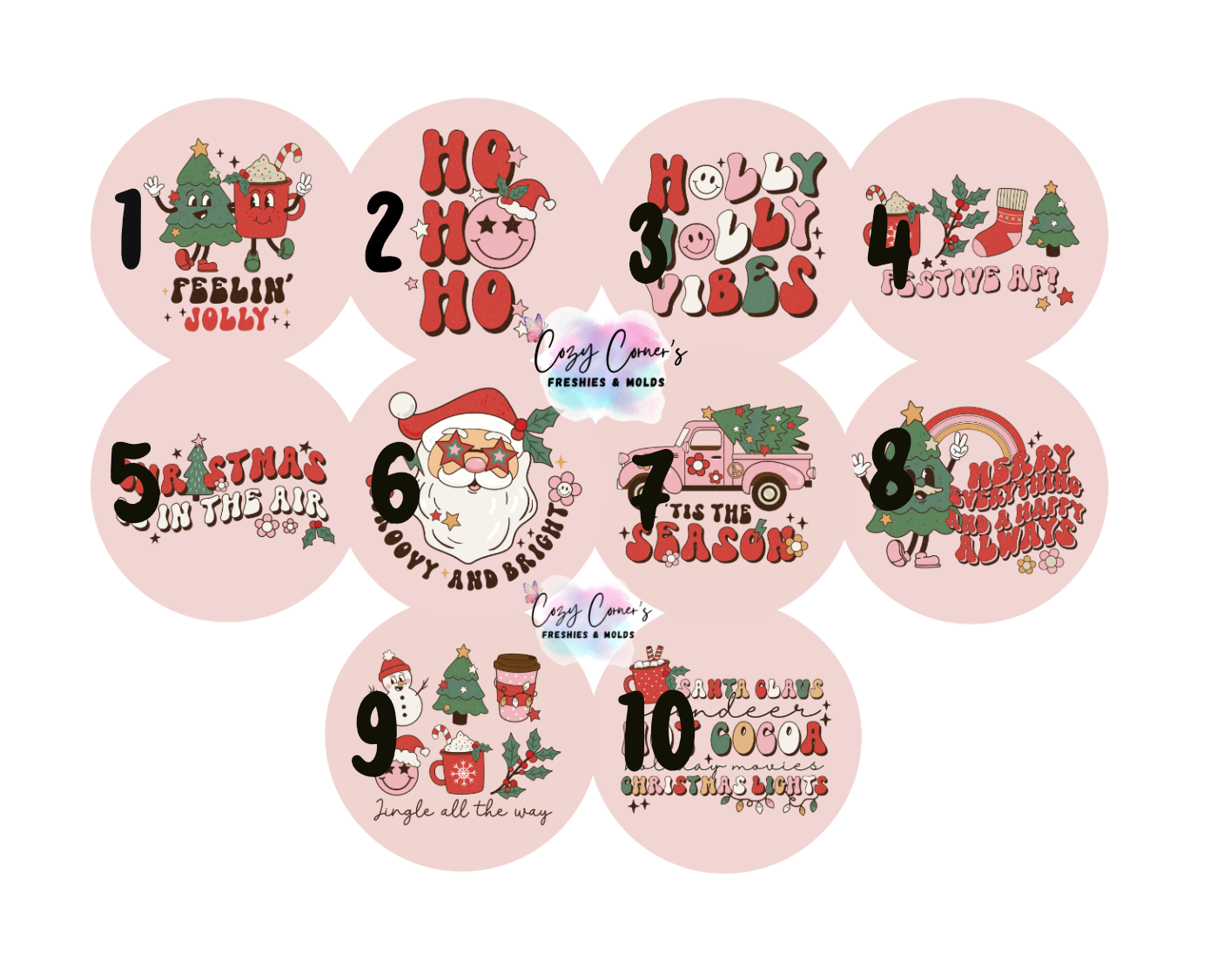 Retro Christmas Cardstock Rounds