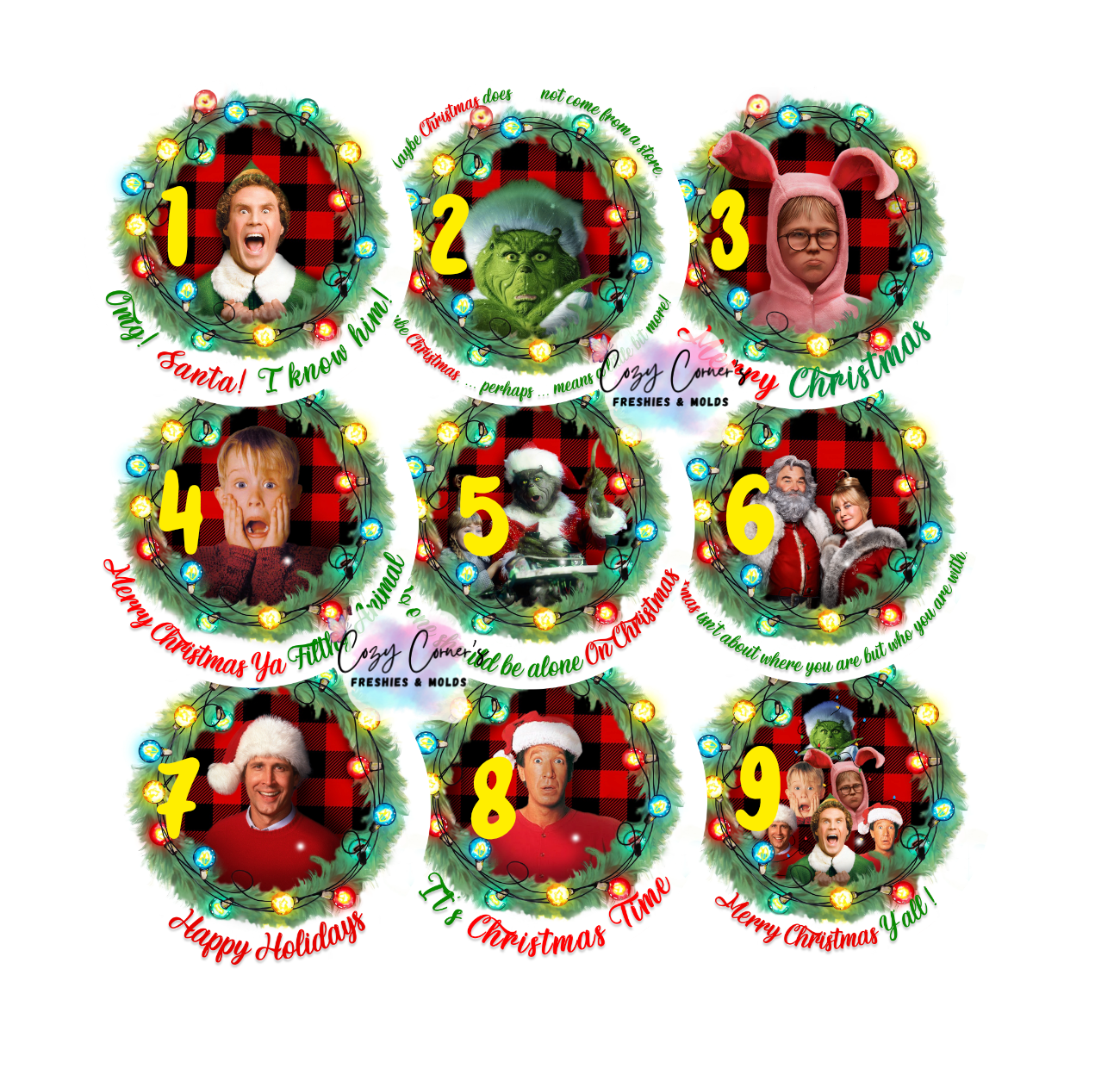 Christmas Movies Cardstock Rounds