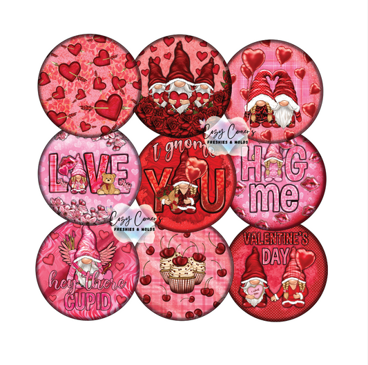 Valentine's Day Gnomes Cardstock rounds