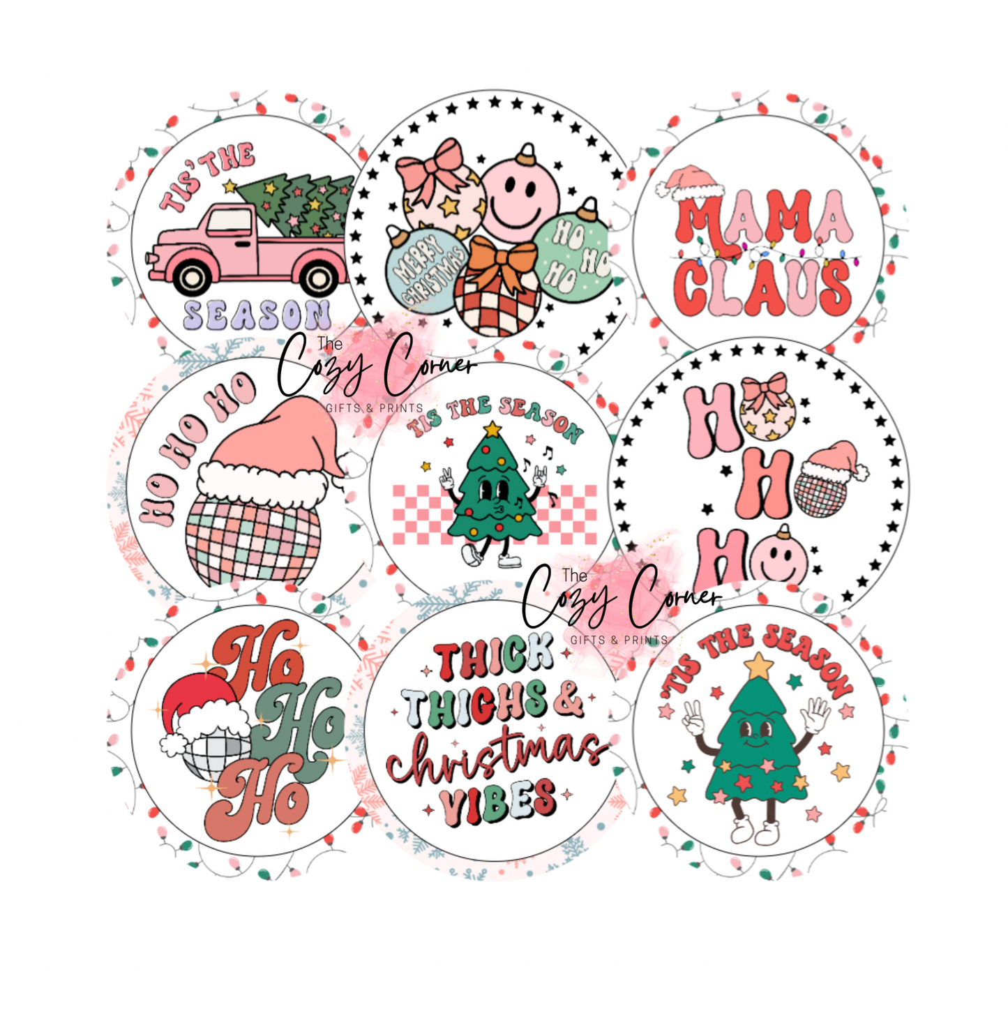 Retro Christmas Cardstock rounds