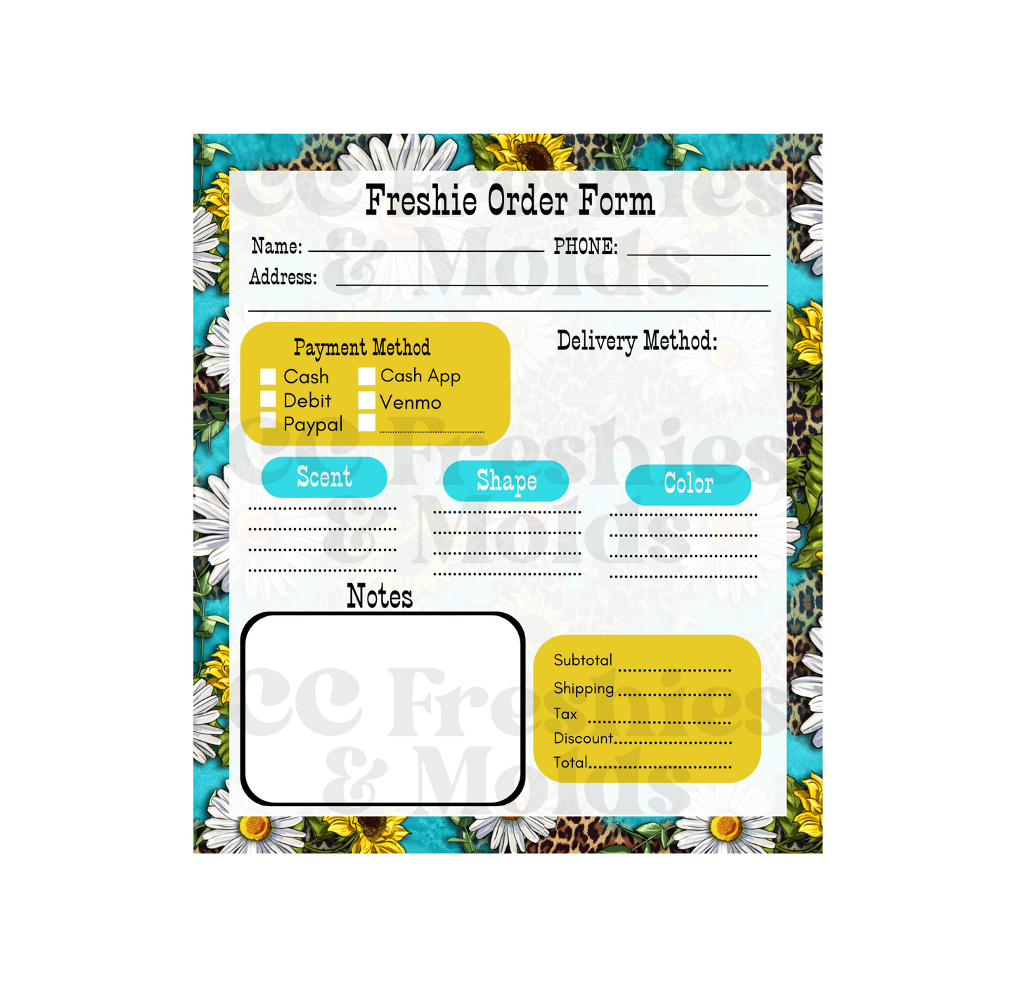 Daisy/Sunflower Order Form Notepad