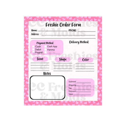 Hearts Freshie Order Form Notepad