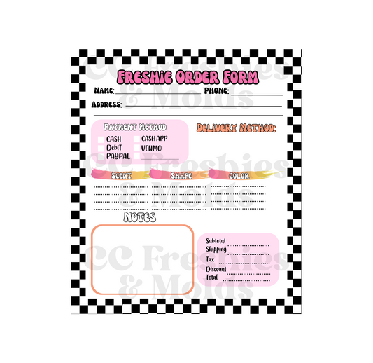 Checkered Freshie Order Form Notepad