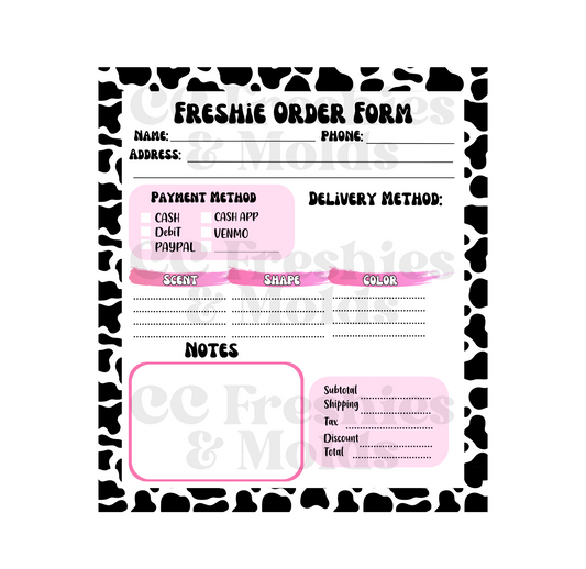 Cow Print Freshie Order Form Notepad