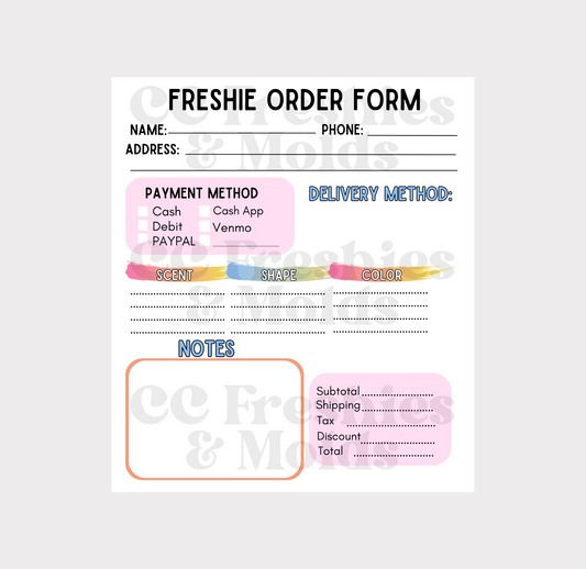 Freshie Order Form Notepad