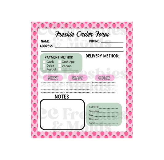 Strawberry Freshie Order Form Notepad