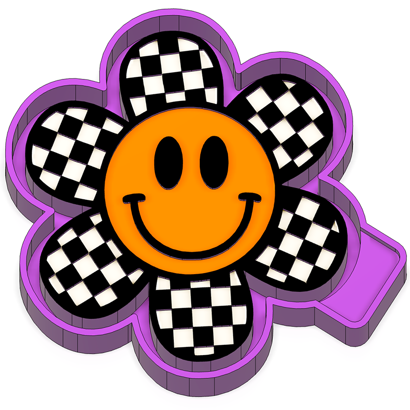 Smiley Checkered Flower Freshie Mold